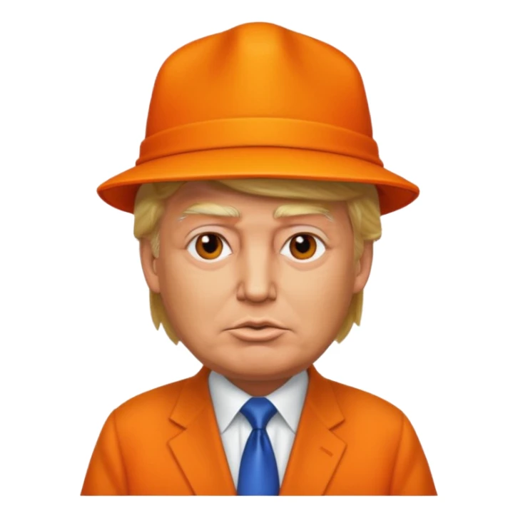 Donald Trump wearing a orange hat sticker