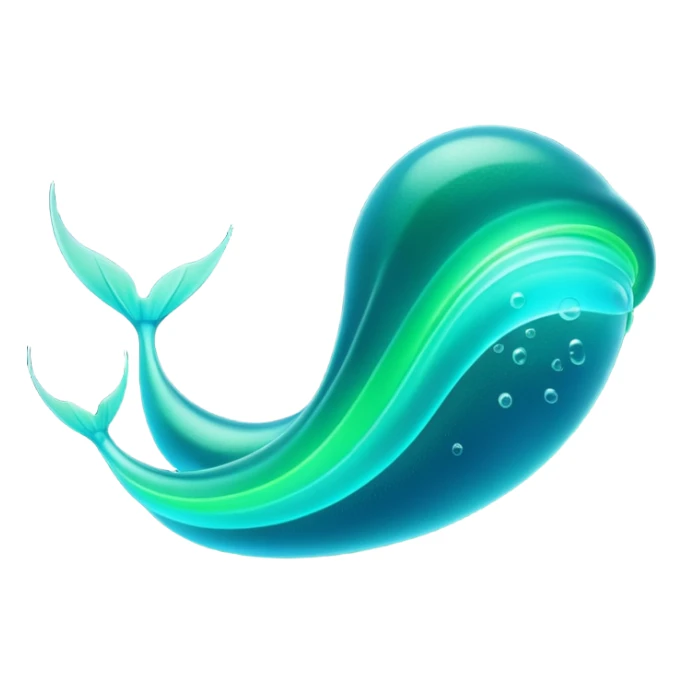 3D render of Plankton Wave, bioluminescent deep sea style, glowing neon blue and green lights, dark background to contrast the glow, translucent organic textures. sticker