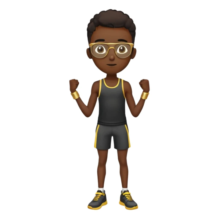 skinny black boy in gym outf with gold glasses sticker