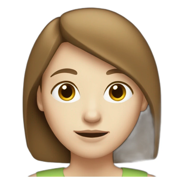 woman with brown hair and pale skin hidden by computer sticker