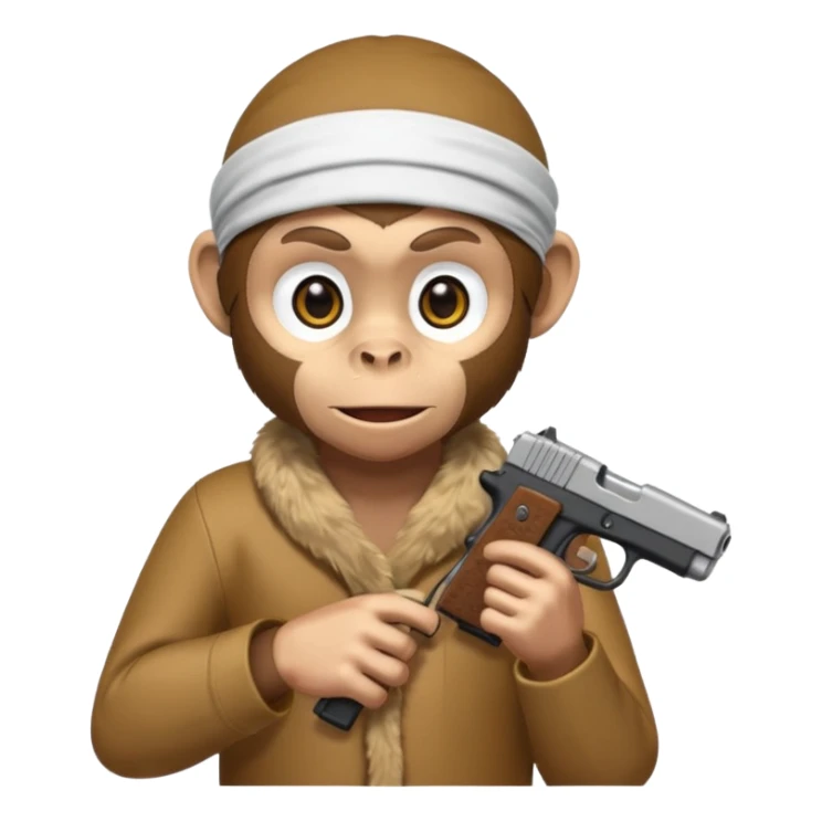 Monkey wearing a dorag and holding a glock sticker