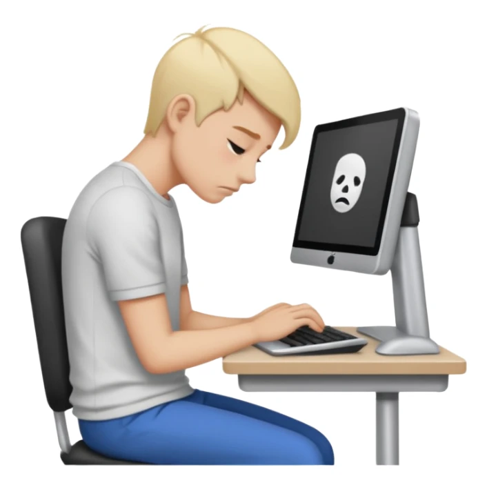 person with bad back or neck posture emoji (like sitting all tilted towards computer) sticker