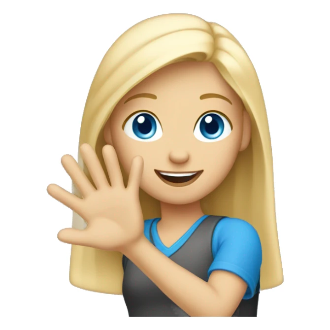 blond, blu-eyed girl waving  sticker