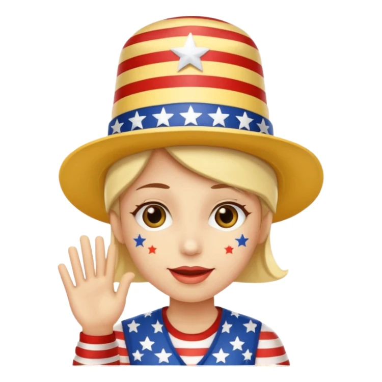 smiling emoji wearing stars and stripes hat celebrating Independence Day sticker