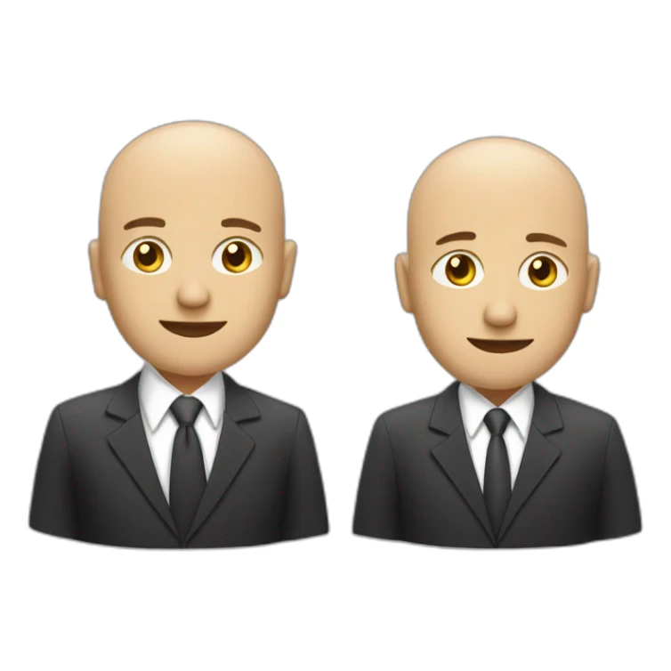 2 businessmen with shaved heads, one black one white, both on cell phones sticker