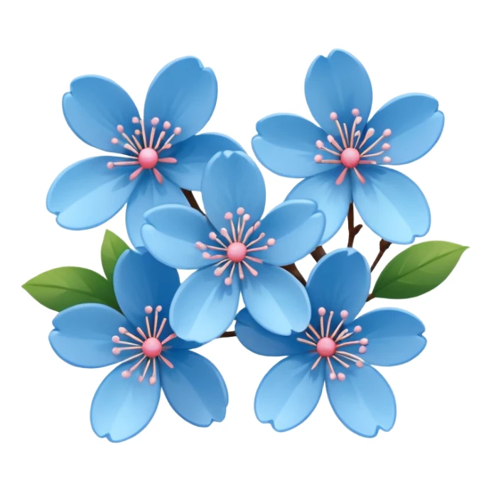 blue cherry blossom sticker