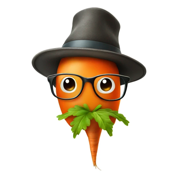 Carrot with glasses and a hat and a pipe sticker