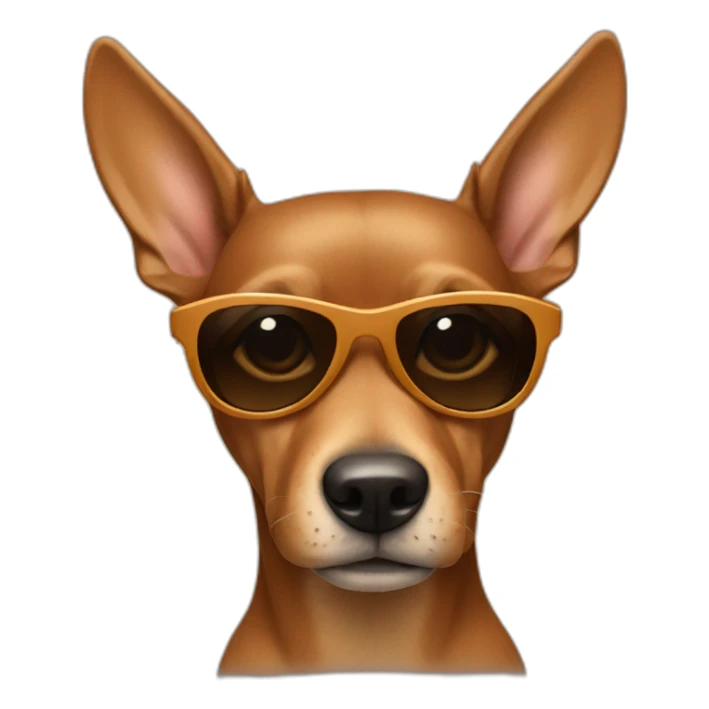 Pincher Dog brown fur with sunglasses sticker