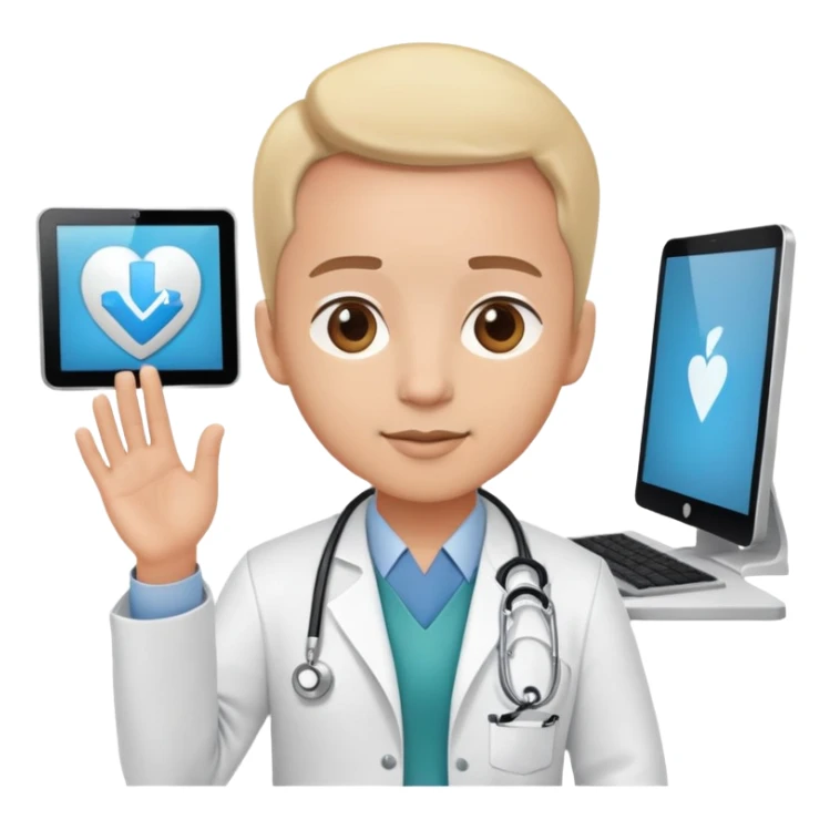 doctor on a video call consultation with stethoscope and computer screen sticker