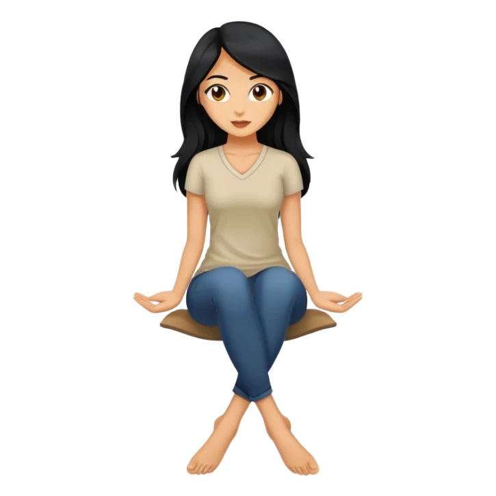 mulher do cabelo preto longo, de pernas cruzadas  sticker