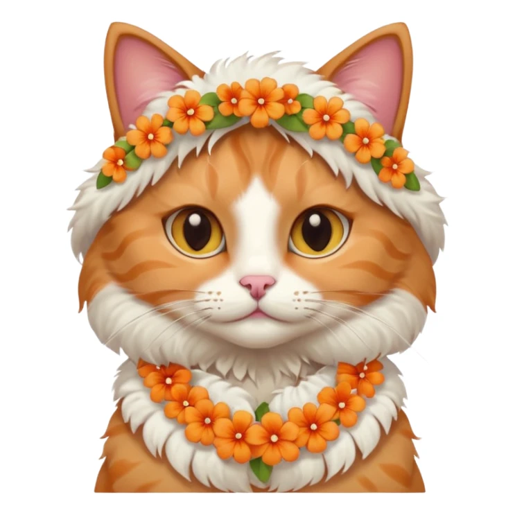 A cute cat with hawaiian pastel flower necklace, posing proudly. sticker