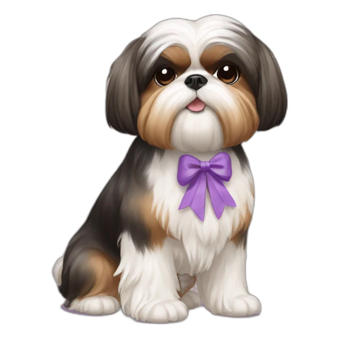Dog Shih Tzu with a bow on his head full-body sticker