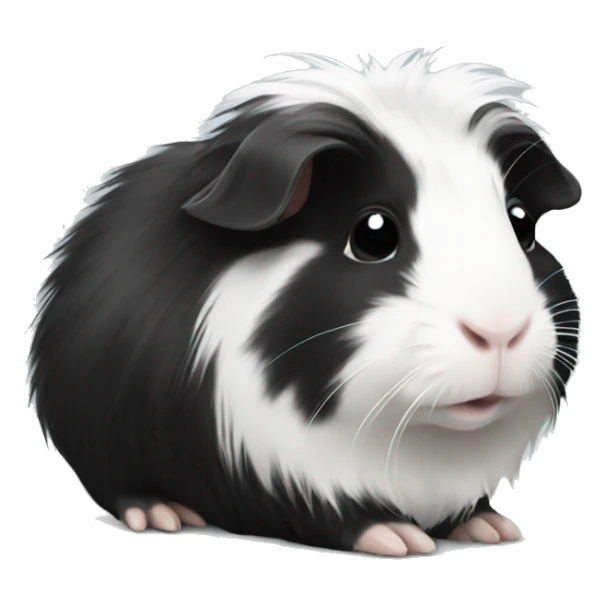 Long haired black and white guinea pig baby sticker