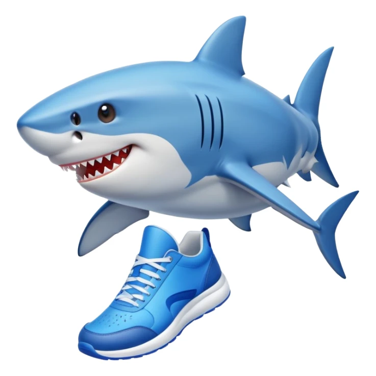 tiburon con zapatillas azules  sticker