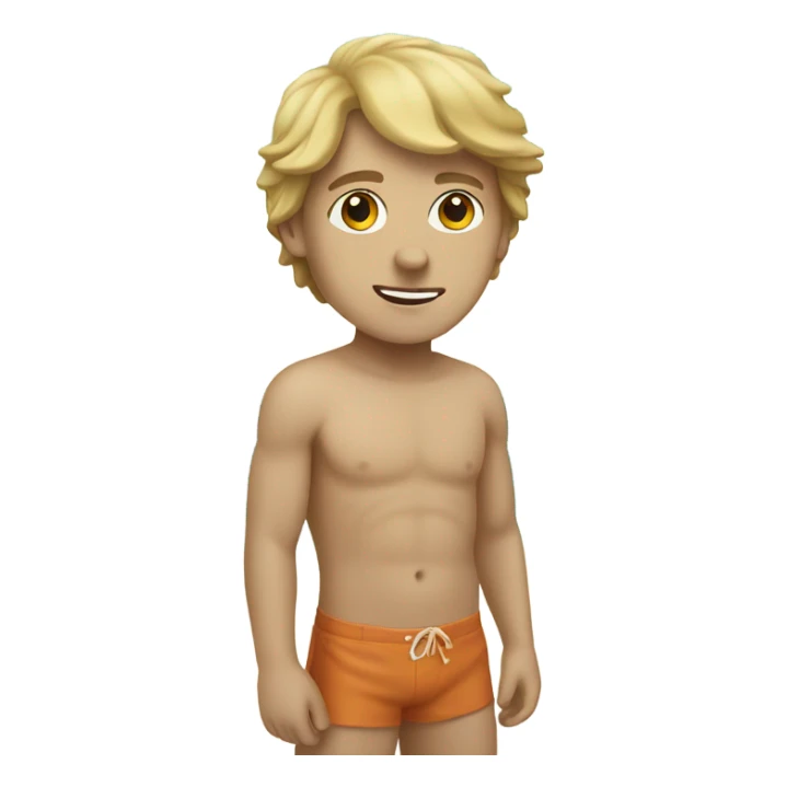 A boy at the beach who is white sticker