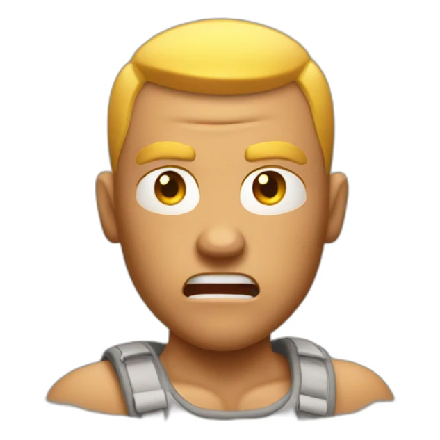 Angry muscular tan guy with buzz cut rafting sticker