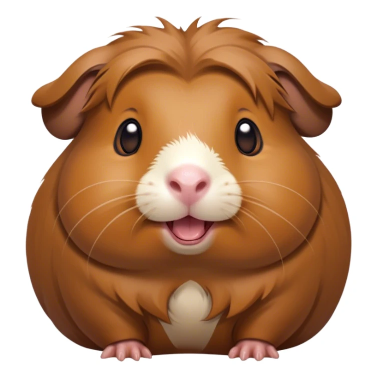 Cinematic Comical Brown Guinea Pig Portrait Emoji, Head tilted dramatically with an exaggeratedly amused expression, featuring a sleek brown coat with a naturally scrunched little face, wide, expressive dark eyes filled with playful disbelief, Simplified yet hilariously expressive features, highly detailed, glowing with a slightly sassy glow, high shine, dramatic yet playful, stylized with an air of cheeky mischief, bright and endearing, soft glowing outline, capturing the essence of a spirited and over-the-top guinea pig, so meme-worthy it feels like it could side-eye its way into internet fame instantly! sticker