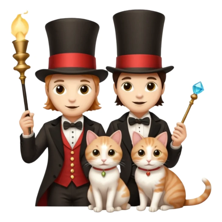 magician couple and their pet cat sticker