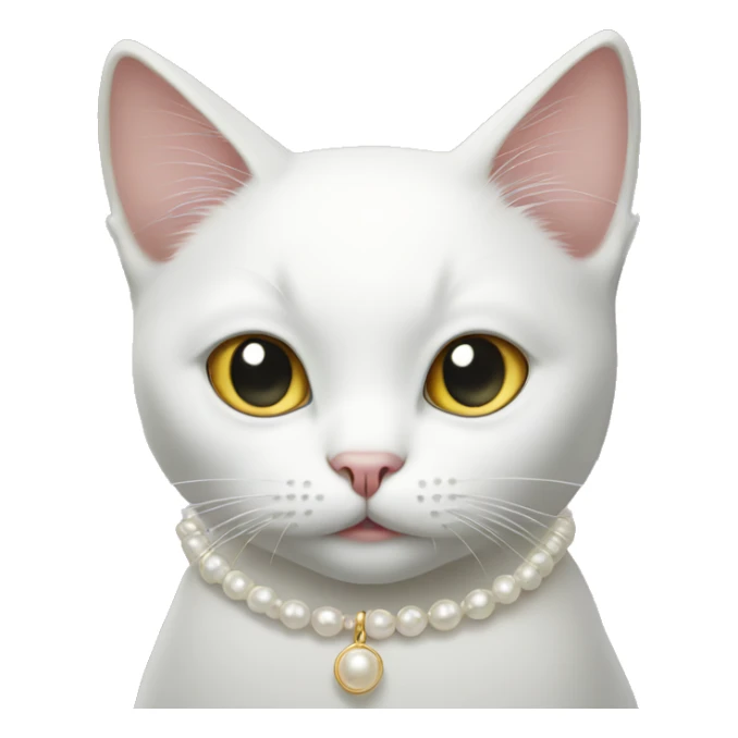 White Cat wearing pearl necklace  sticker