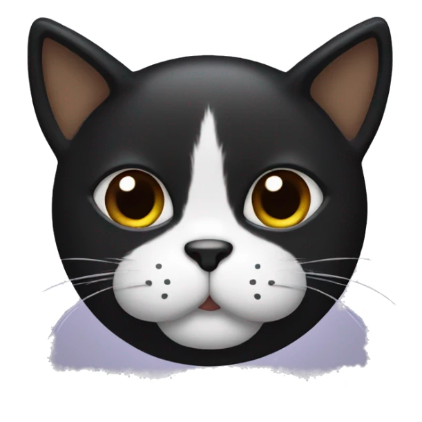 black cat with white face and brown mustache sticker