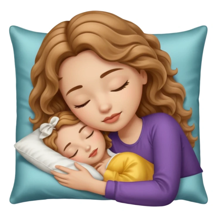 sleeping light brown wavy hair white girl with a silk pillow sticker