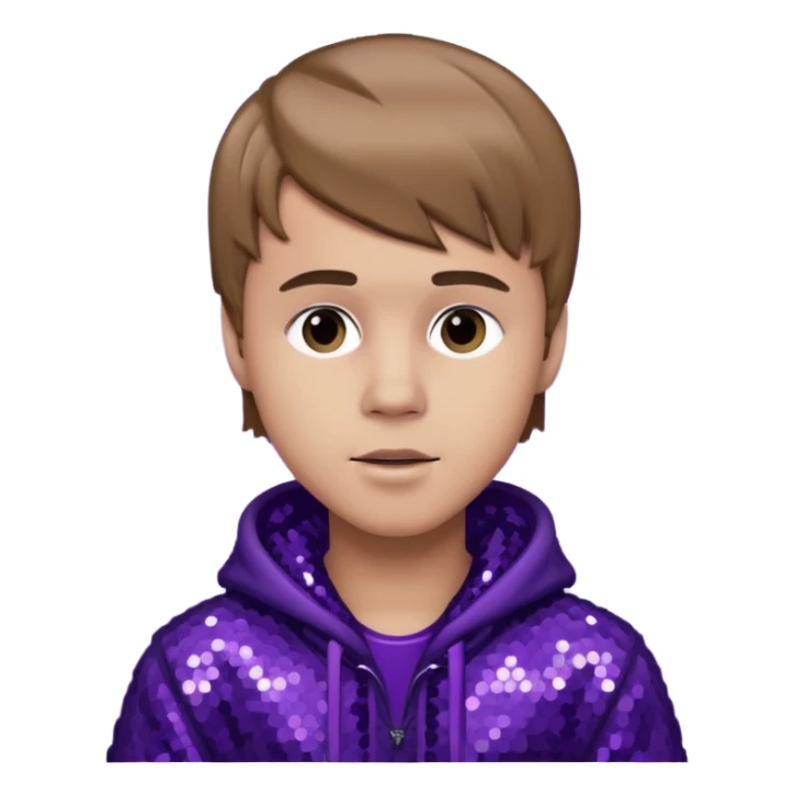 Justin Bieber with light brown hair, dark purple sequin outfit sticker