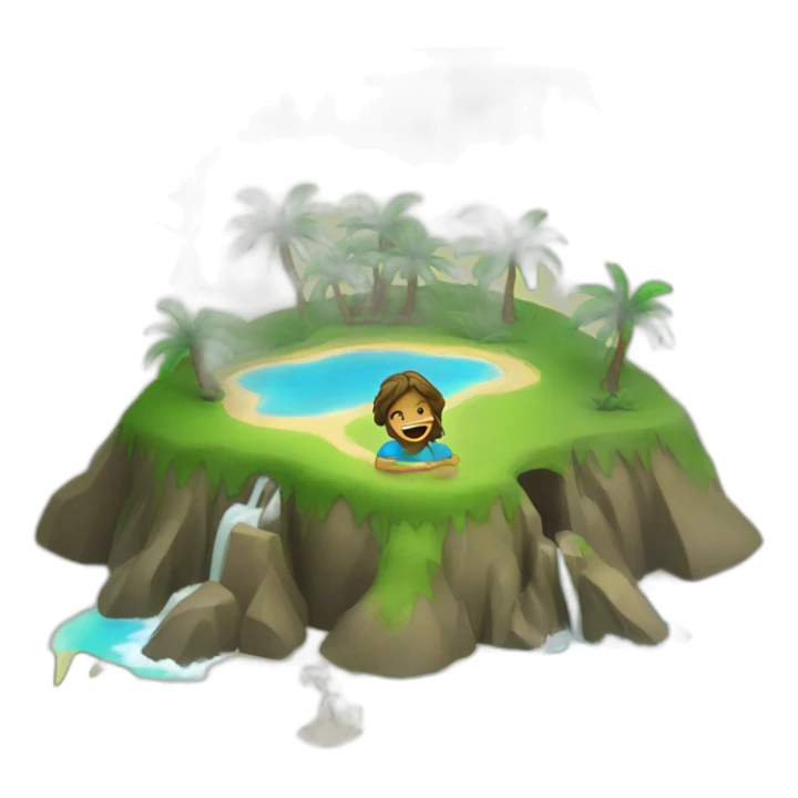 Playing on phone in an island sticker