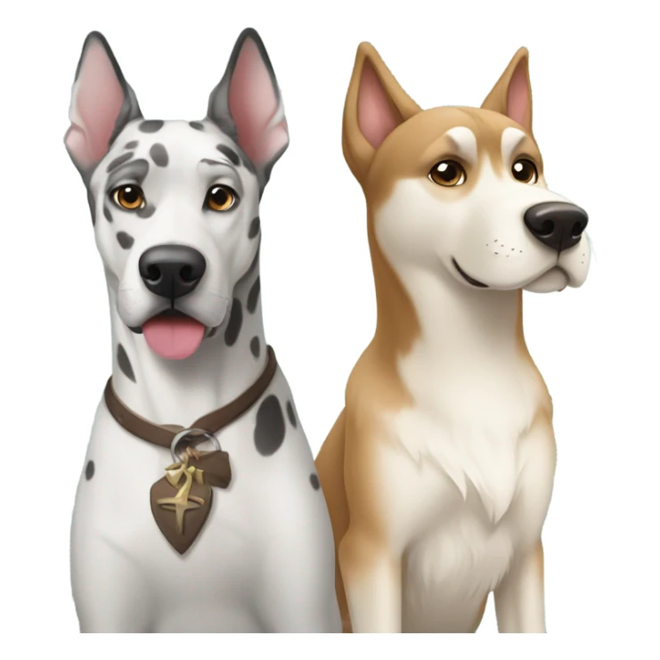 Fawn Great Dane and Siberian husky  sticker