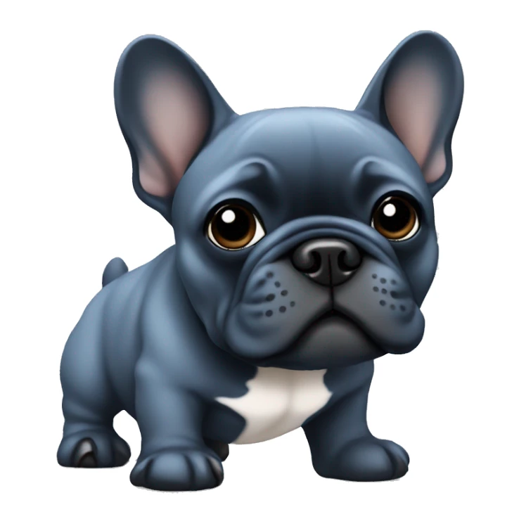 Blue French bulldog with black face sticker
