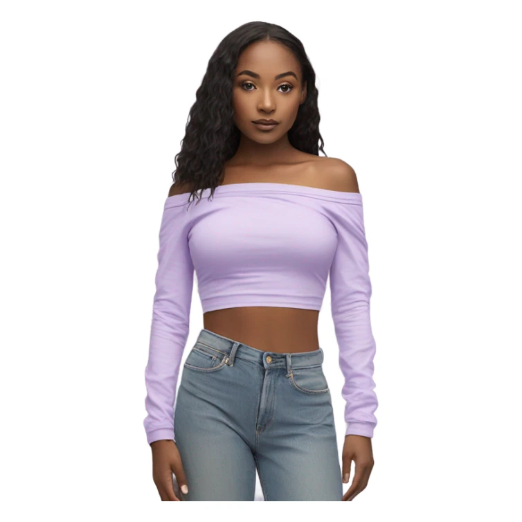 Lilac off shoulder Long sleeve flowy crop top, isolated sticker