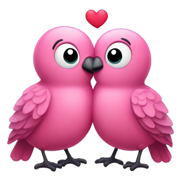 Two cute pink birds are hugging each other and are forming a heart shape expressing love and affection  sticker