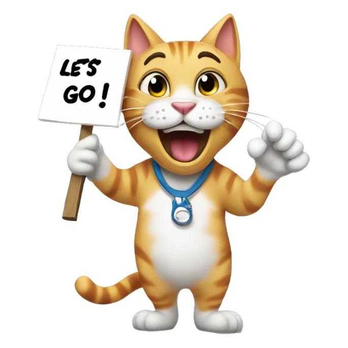 Funny cat holding a sign that says “LETS GO!!” sticker