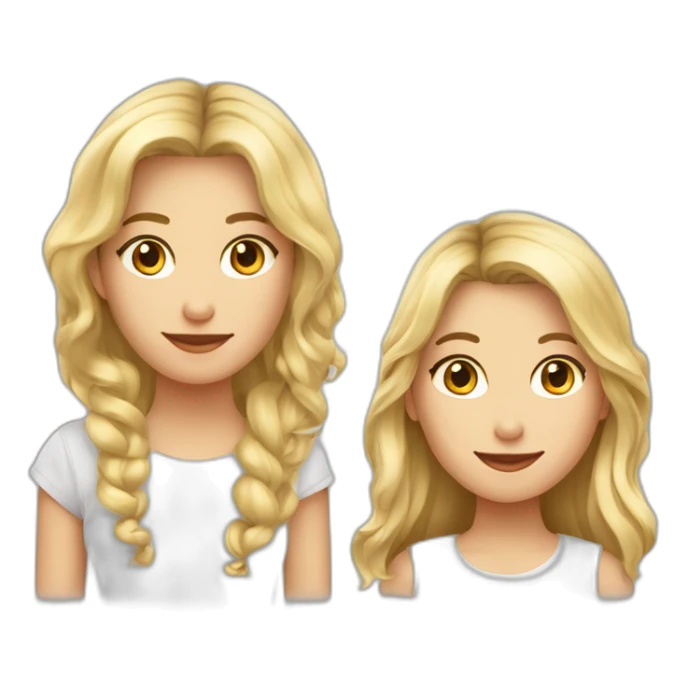 Fille blonde cheveux long ondulé avec garçon cheveux mi long brun en couple sticker