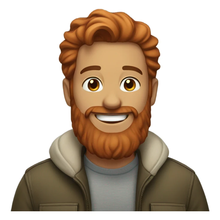 smiling man with beard outdoors missing red hair girl sticker