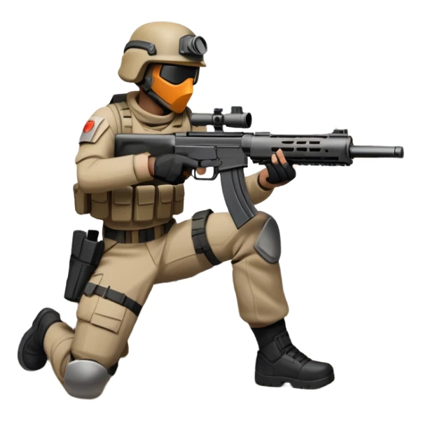 A skilled airsoft player aiming and shooting metal BBs from a replica gun, standing in a ruined urban environment. The background features crumbled walls and debris, emphasizing strategy, precision, and intense action in a tactical, team-based sport. sticker