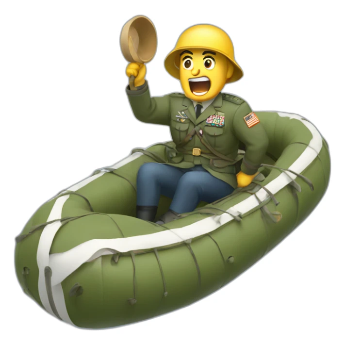 Yelling army general in a raft sticker