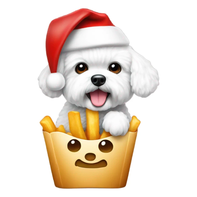 bichon fries with christmas hat sticker