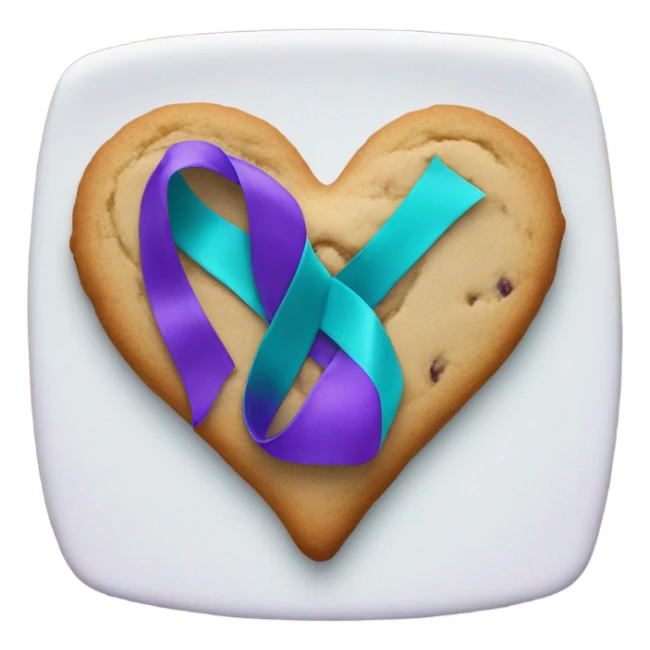 Purple and teal Suicide awareness ribbon on heart cookie sticker