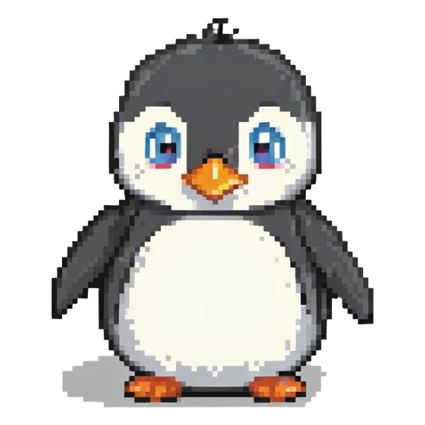 cartoon penguin, black and white, smiling, side/front view sticker
