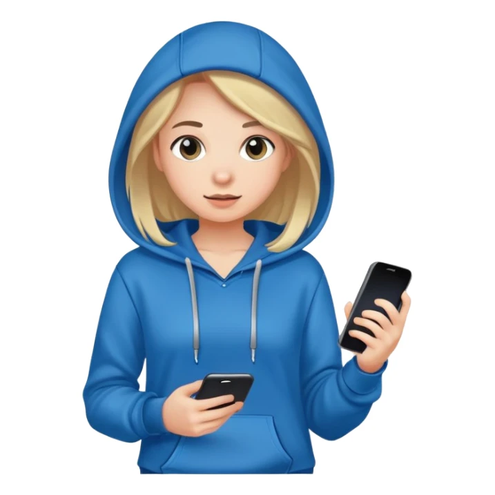 Girl with hoodie and shorts with a phone sticker