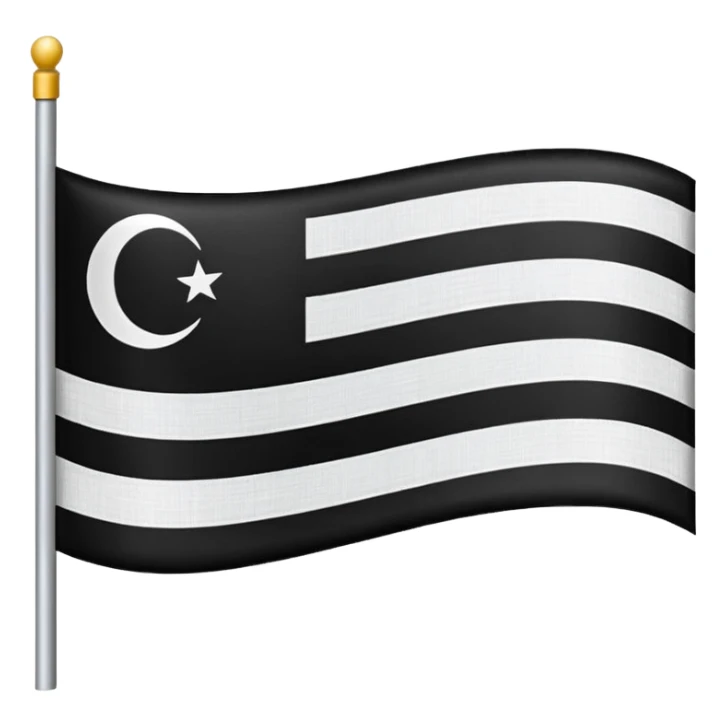 A simple flag with three black horizontal lines and three white horizontal lines, no stars sticker
