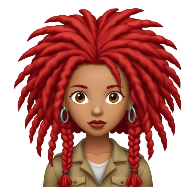 Afrolatina with long red dreadlocks with curls at the ends dropping bombs sticker