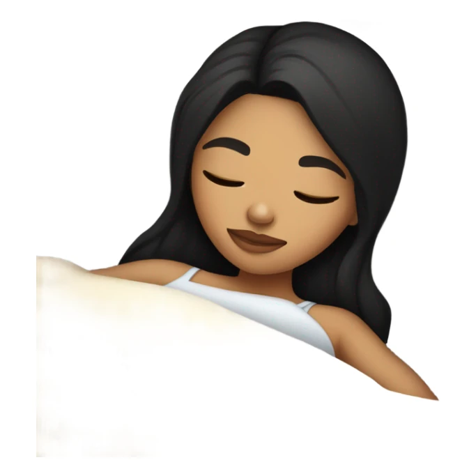 Lightskin girl with straight black hair sleeping in bed sticker
