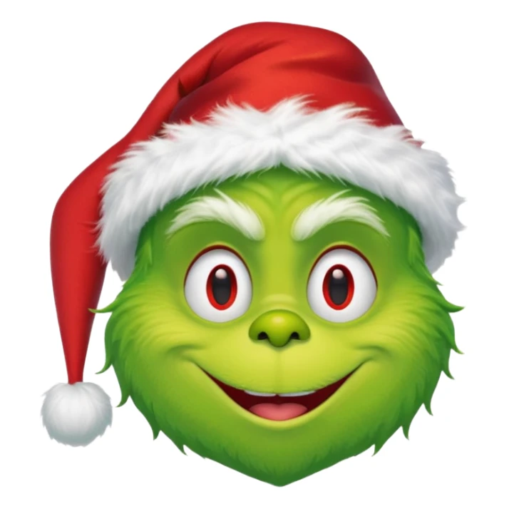 The Grinch, happy face, with christmas hat sticker