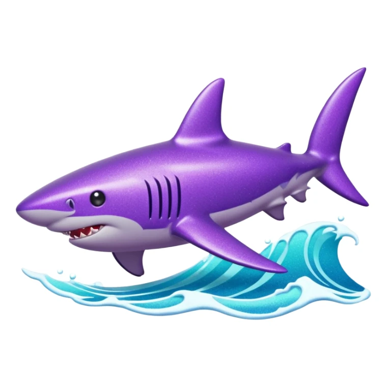 purple glitter shark on a cyan wave sticker