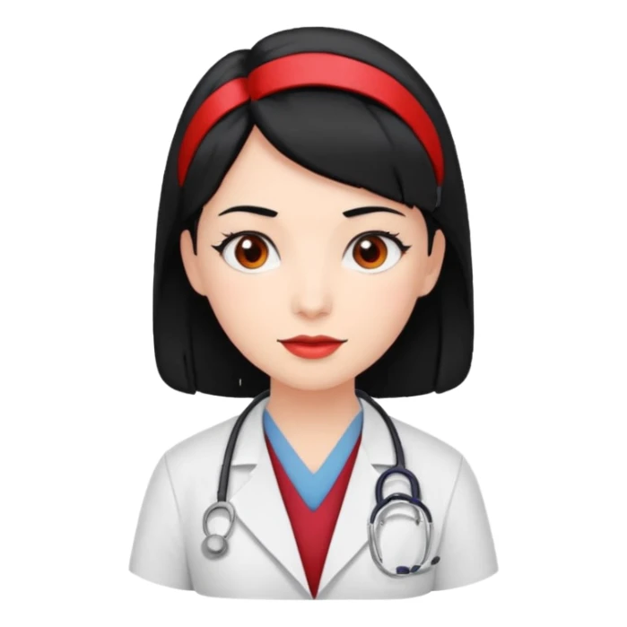 doctor with black hair and red hairclips  sticker