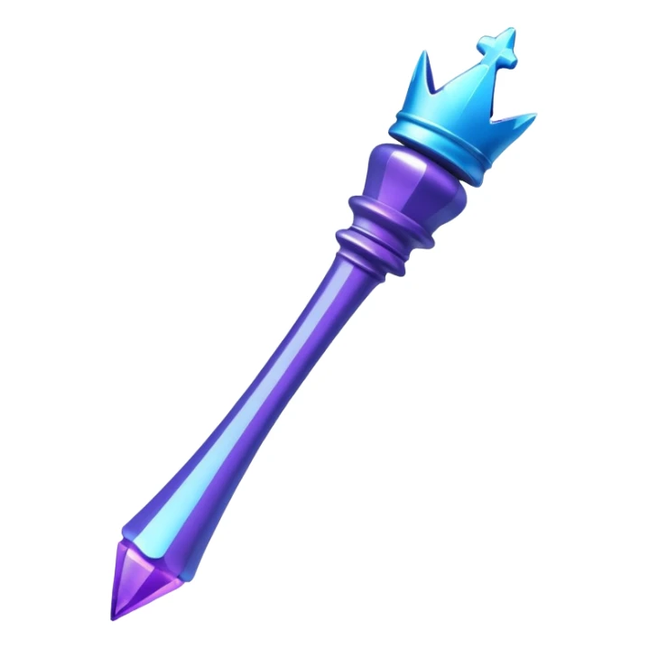 Create a small, visually appealing icon of a magic wand (chess wand style) to represent creativity and artistic design. Use a clean, modern look with glowing accents in purple and blue shades.
 sticker