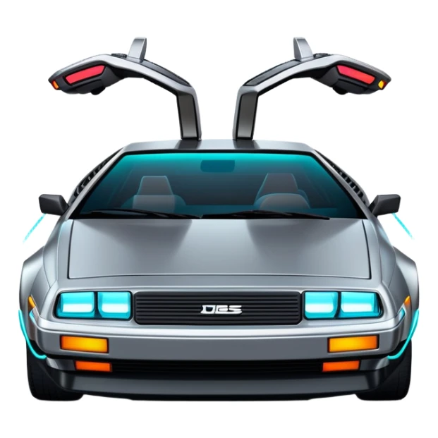futuristic DeLorean car with glowing Tron-inspired lines sticker