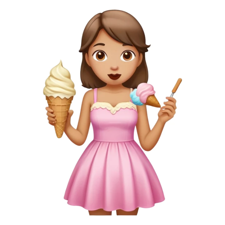 Girl with a dress eating ice cream sticker