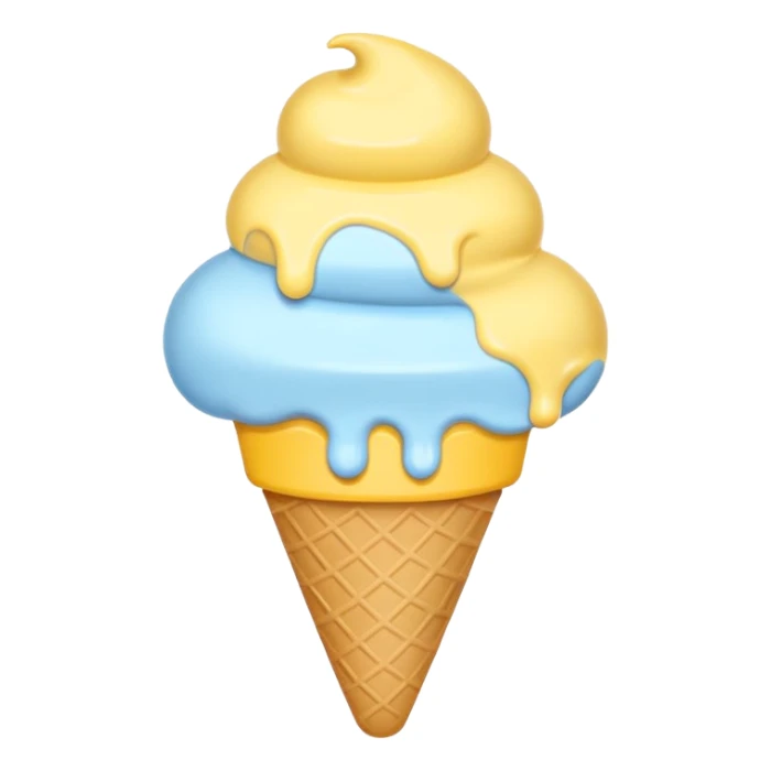 Ice cream emoji, pastel blue & yellow palette
Flat vector, minimal, cute emoji style sticker